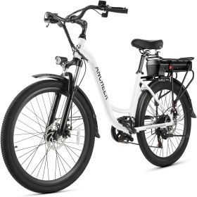 Electric Bike, 48V 500Wh EBike, UP To 60 Miles, Removable Battery, 3H Fast-Charge, 26" Commuter Electric Bicycles, 7-Speed (Color: White, size: 26 Inch)
